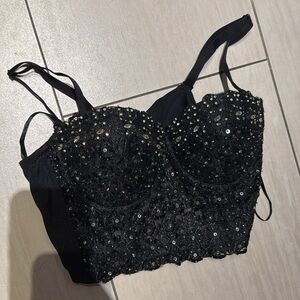 Black blingy crop top